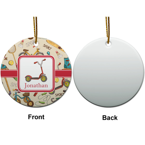 Vintage Sports Ceramic Flat Ornament - Circle Front & Back (APPROVAL)