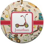 Vintage Sports Round Ceramic Ornament w/ Name or Text