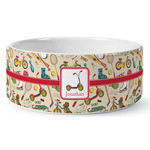 Vintage Sports Ceramic Dog Bowl (Personalized)