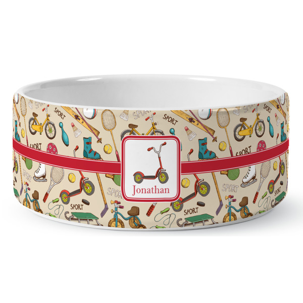 Custom Vintage Sports Ceramic Dog Bowl (Personalized)