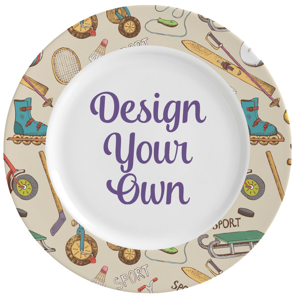 Custom Vintage Sports Ceramic Dinner Plates (Set of 4) (Personalized)