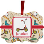 Vintage Sports Metal Frame Ornament - Double Sided w/ Name or Text