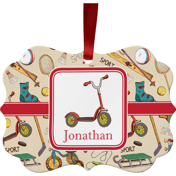 Vintage Sports Christmas Ornament (Front View)