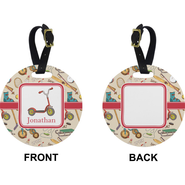 Vintage Sports Circle Luggage Tag (Front + Back)