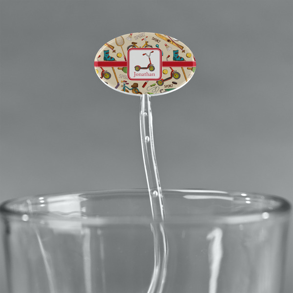 Vintage Sports Clear Plastic 7" Stir Stick - Oval - Main