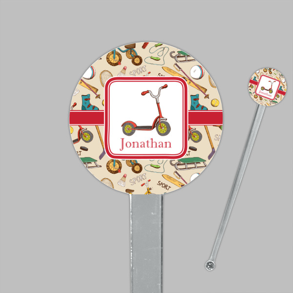 Vintage Sports Clear Plastic 7" Stir Stick - Round - Closeup