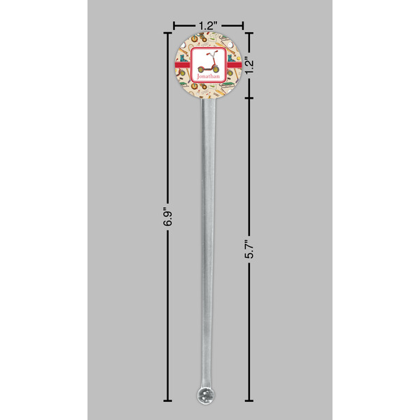 Vintage Sports Clear Plastic 7" Stir Stick - Round - Dimensions