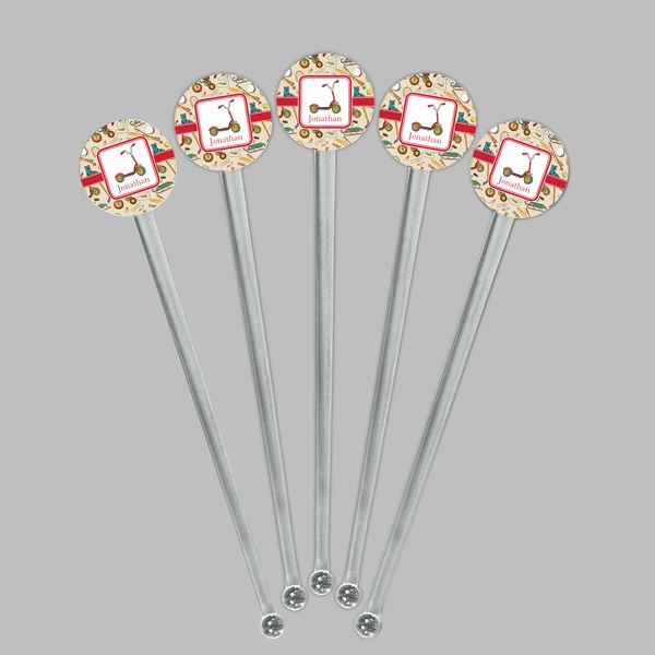 Vintage Sports Clear Plastic 7" Stir Stick - Round - Fan View