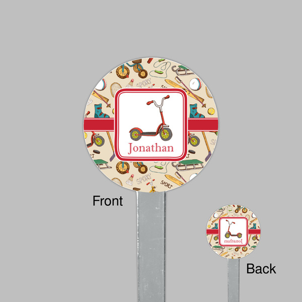 Vintage Sports Clear Plastic 7" Stir Stick - Round - Front & Back