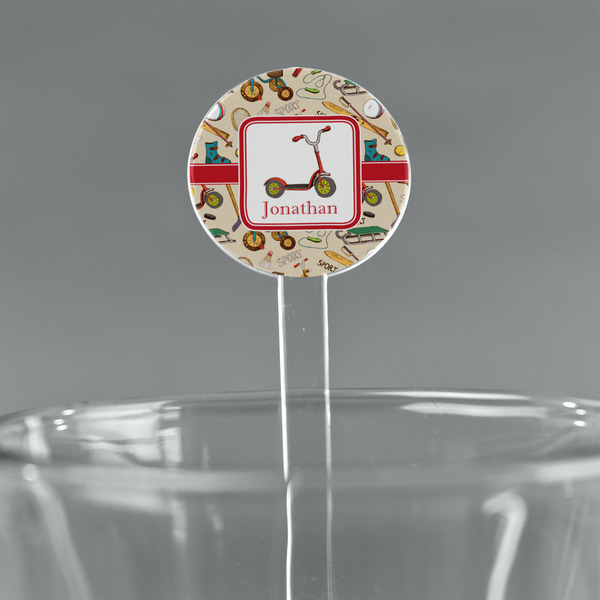 Custom Vintage Sports 7" Round Plastic Stir Sticks - Clear (Personalized)