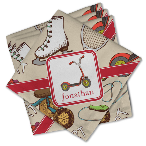 Vintage Sports Cloth Napkins - Personalized Lunch (PARENT MAIN Set of 4)
