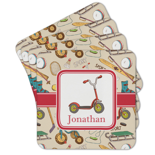 Custom Vintage Sports Cork Coaster - Set of 4 w/ Name or Text