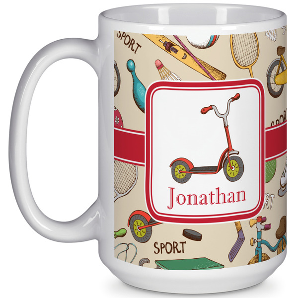 Custom Vintage Sports 15 Oz Coffee Mug - White (Personalized)