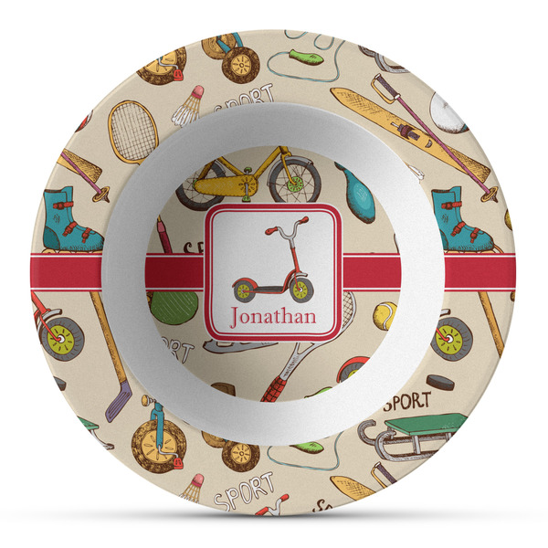 Custom Vintage Sports Plastic Bowl - Microwave Safe - Composite Polymer (Personalized)