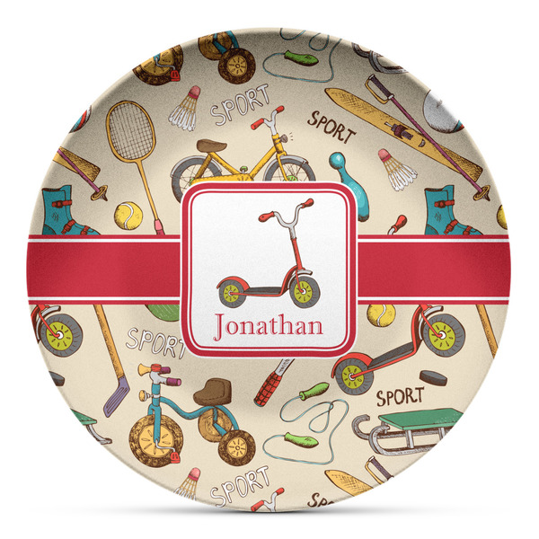 Custom Vintage Sports Microwave Safe Plastic Plate - Composite Polymer (Personalized)