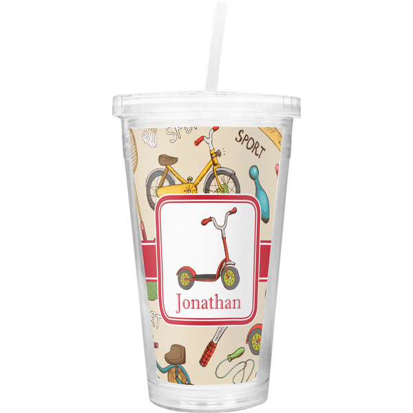 Custom Vintage Sports Double Wall Tumbler with Straw (Personalized)