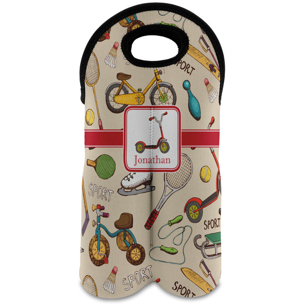 Custom Vintage Sports Wine Tote Bag (2 Bottles) (Personalized)