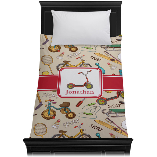 Vintage Sports Duvet Cover - Twin XL - On Bed - No Prop