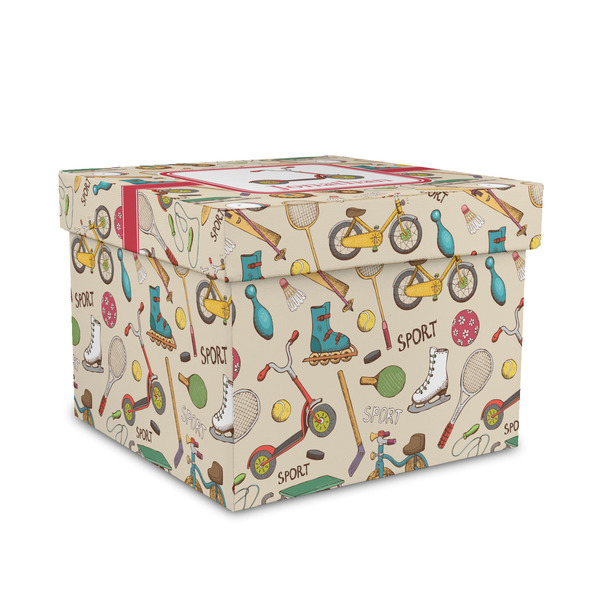 Custom Vintage Sports Gift Box with Lid - Canvas Wrapped - Medium (Personalized)