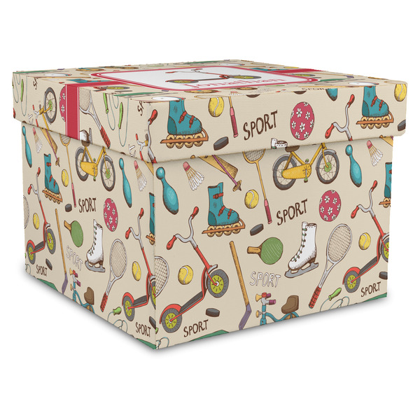 Custom Vintage Sports Gift Box with Lid - Canvas Wrapped - XX-Large (Personalized)