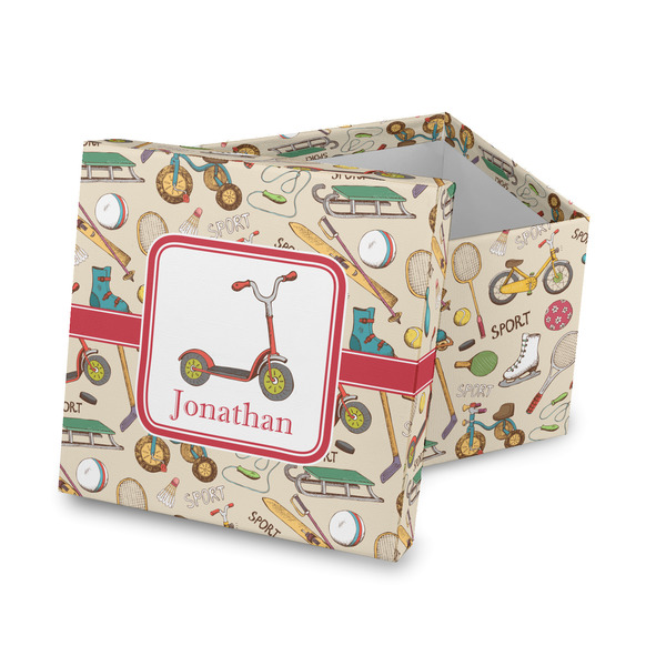 Custom Vintage Sports Gift Box with Lid - Canvas Wrapped (Personalized)