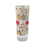 Vintage Sports 2 oz Shot Glass -  Glass with Gold Rim - Set of 4 (Personalized)