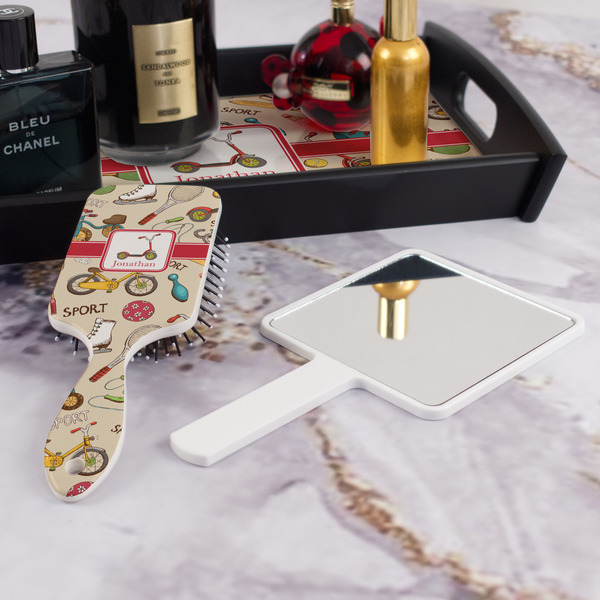 Vintage Sports Hair Brush - With Hand Mirror