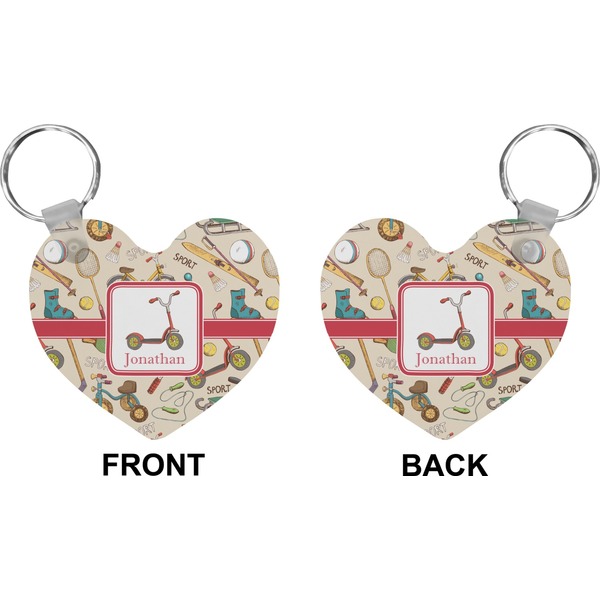 Vintage Sports Heart Keychain (Front + Back)