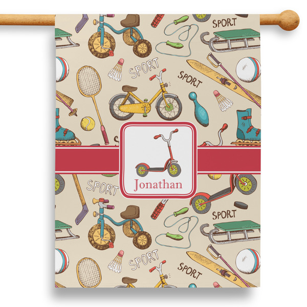 Custom Vintage Sports 28" House Flag (Personalized)