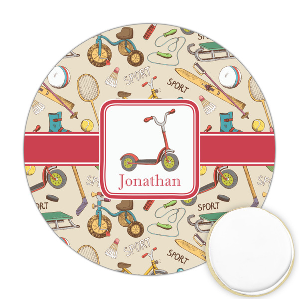 Custom Vintage Sports Printed Cookie Topper - Round (Personalized)