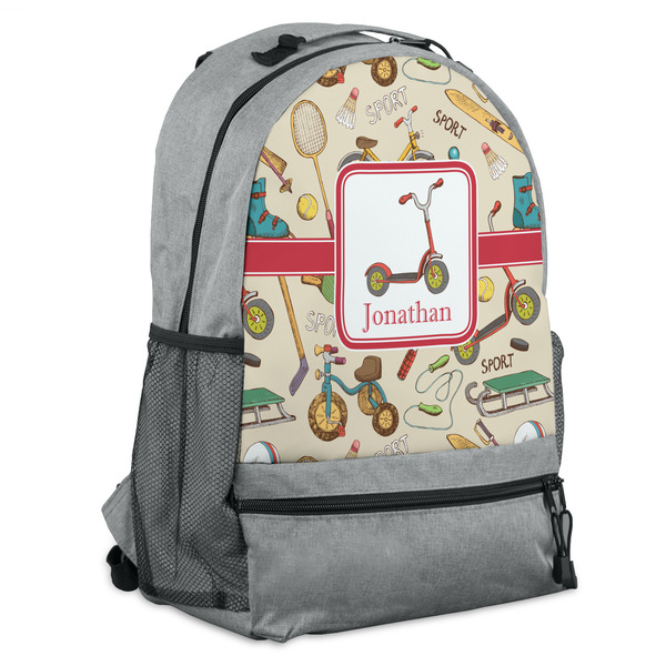 Custom Vintage Sports Backpack - Grey (Personalized)