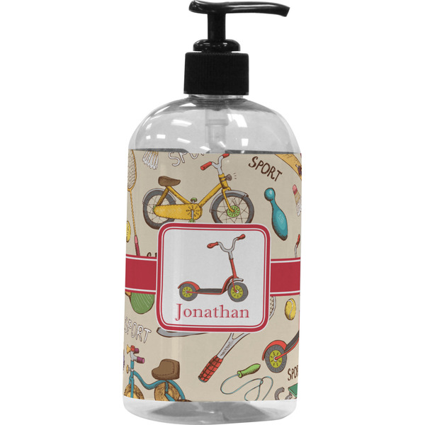 Custom Vintage Sports Plastic Soap / Lotion Dispenser (16 oz - Large - Black) (Personalized)