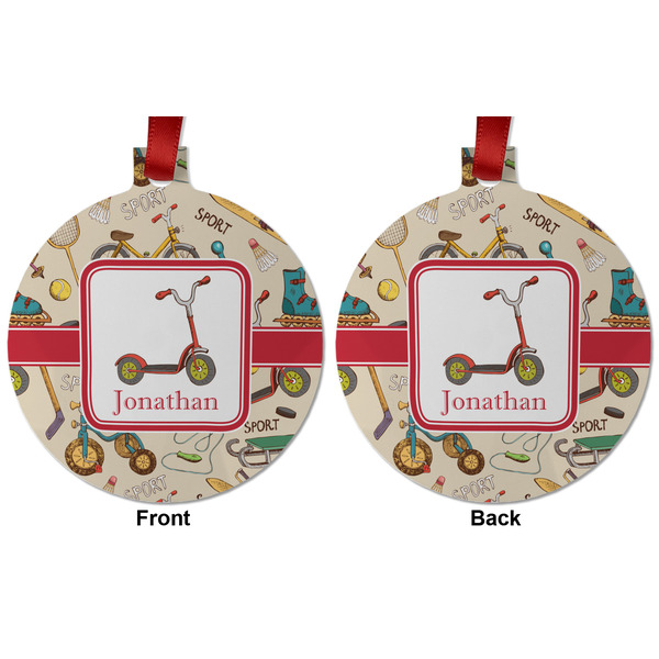 Vintage Sports Metal Ball Ornament - Front and Back