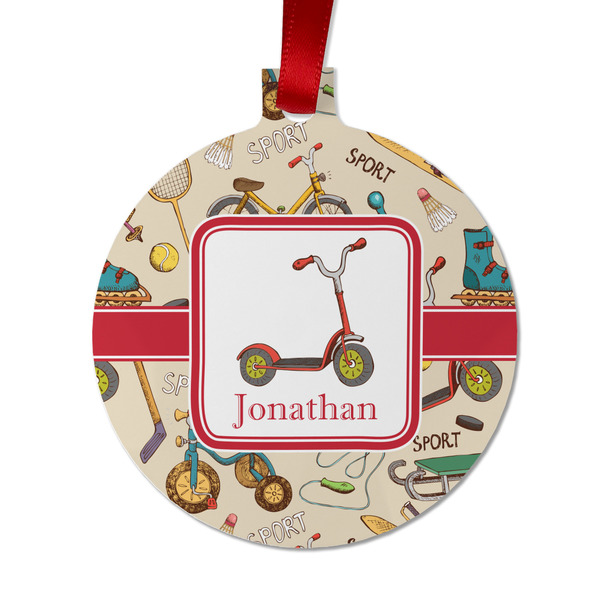 Vintage Sports Metal Ball Ornament - Front