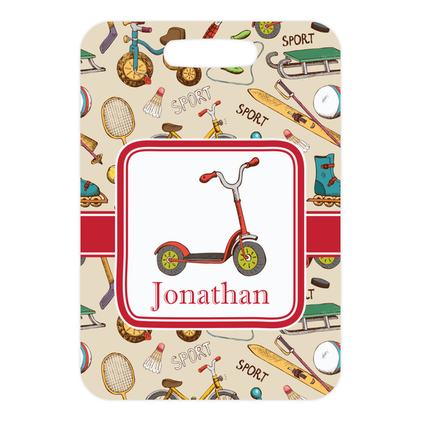 Vintage Sports Metal Luggage Tag - Front Without Strap