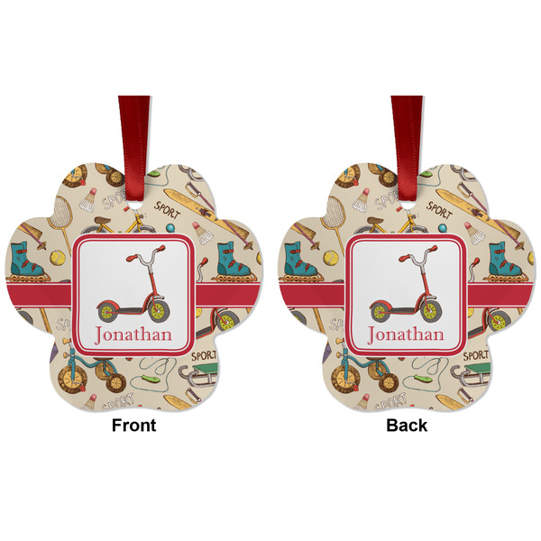 Vintage Sports Metal Paw Ornament - Front and Back