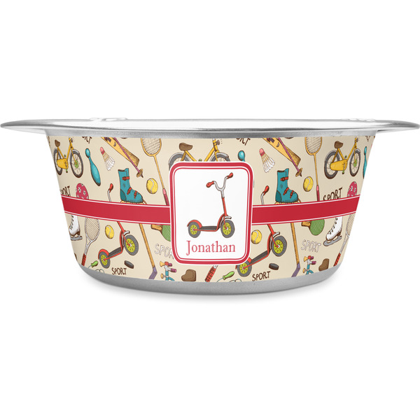 Custom Vintage Sports Stainless Steel Dog Bowl (Personalized)