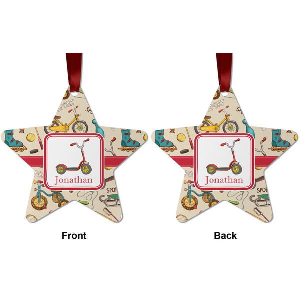 Vintage Sports Metal Star Ornament - Front and Back