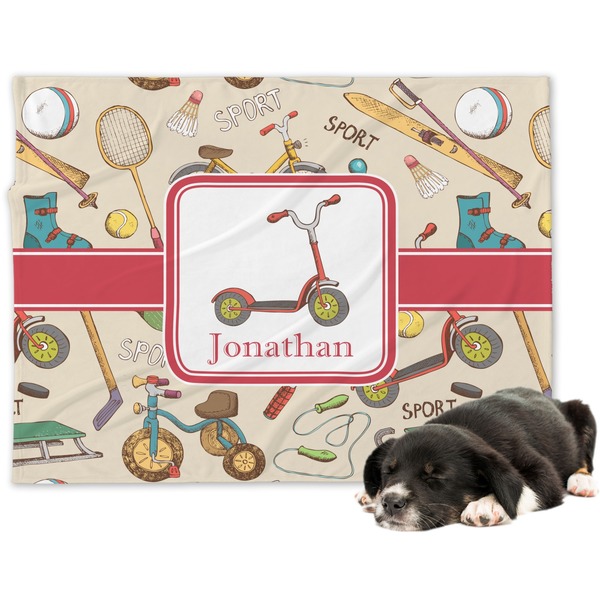 Custom Vintage Sports Dog Blanket - Large (Personalized)
