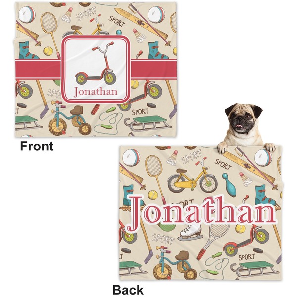 Vintage Sports Microfleece Dog Blanket - Large- Front & Back