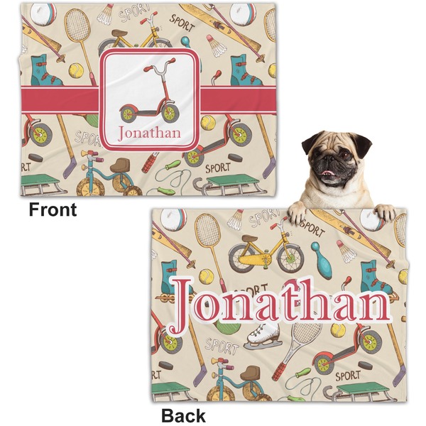 Vintage Sports Microfleece Dog Blanket - Regular - Front & Back