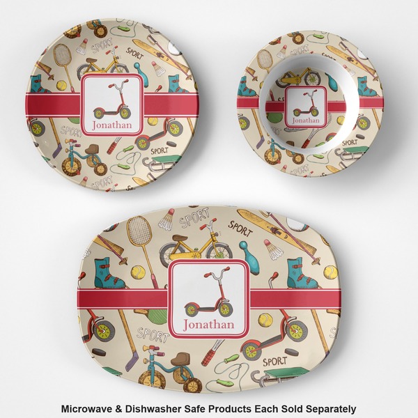 Vintage Sports Microwave & Dishwasher Safe CP Plastic Dishware - Group