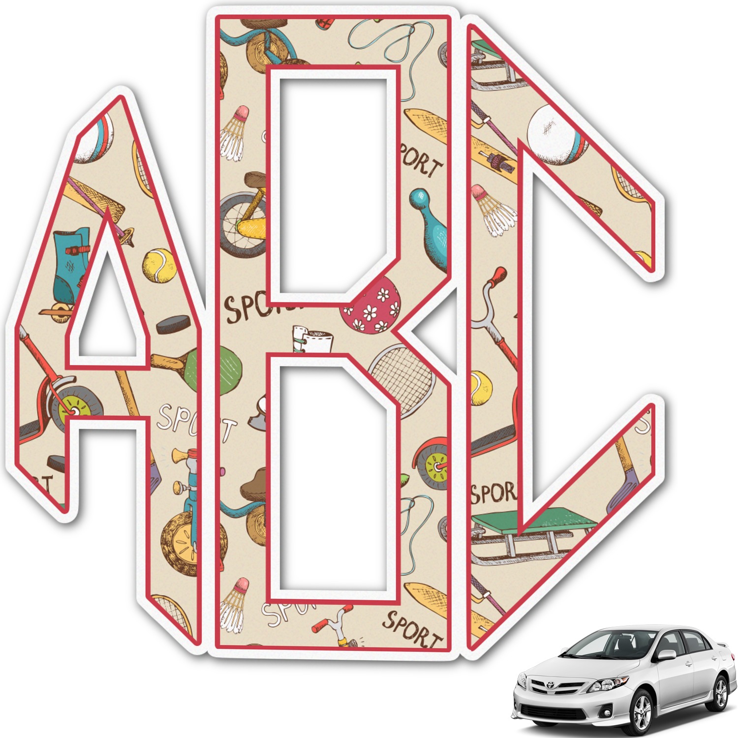 Custom Vintage Sports Monogram Car Decal (Personalized) YouCustomizeIt