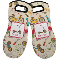 Vintage Sports Neoprene Oven Mitts - Set of 2 w/ Name or Text