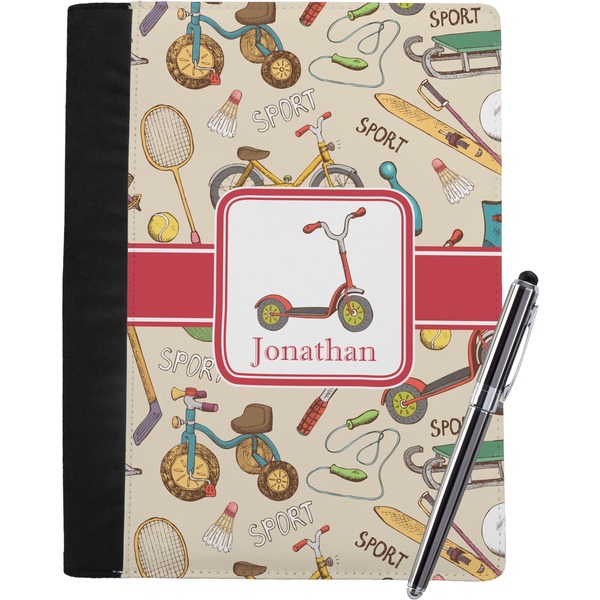 Custom Vintage Sports Notebook Padfolio - Large w/ Name or Text