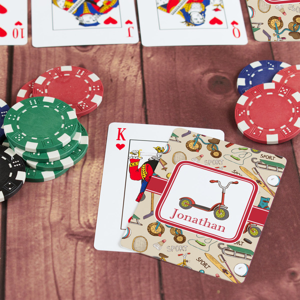 Vintage Sports On Table with Poker Chips