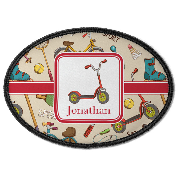 Custom Vintage Sports Iron On Oval Patch w/ Name or Text