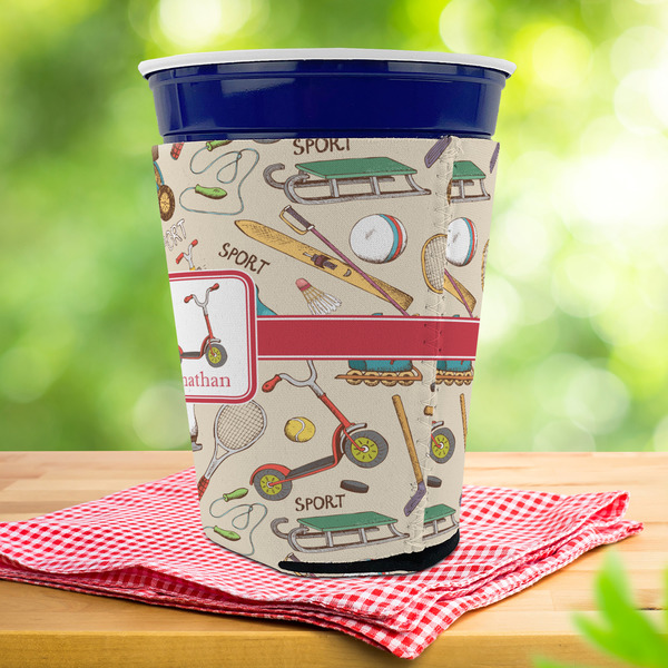 Vintage Sports Party Cup Sleeves - with bottom - Lifestyle