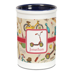 Vintage Sports Ceramic Pencil Holders - Blue