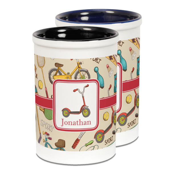 Custom Vintage Sports Ceramic Pencil Holder - Large